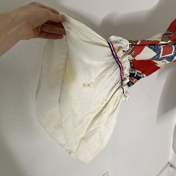 Vintage 60s Boned Patchwork Bell Sleeve Bodice As Is - Picture 2 of 9